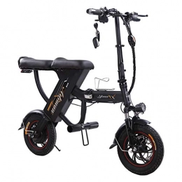 LHLCG Electric Bike LHLCG Mini Portable Electric Bike - Foldable E-Bike with Remote Control, Mobile Phone Holder and Electronic Display, Black, 25Ah