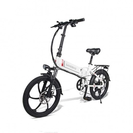 Qunlon Electric Bike Lightweight Folding Electric Bike for Adults, 20" Electric Bicycle / Commute Ebike with 350W Motor, 48V10.4AH Lithium Battery, Professional 7 Speed Transmission Gears Pedal Assist E-Bike (Black / White)