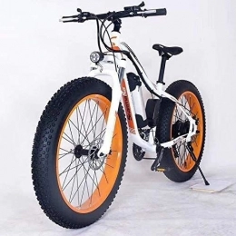 Lincjly Bike Lincjly 2020 Upgraded 26Inch Fat Tire Electric Bike 48V 10.4 Snow E-Bike 21Speed Beach Cruiser E-Bike Lithium Battery Hydraulic Disc Brakes Orange, Free travel (Color : Orange)