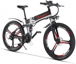 Lincjly Electric Bike Lincjly 2020 Upgraded Electric Mountain Bike Folding Ebike 26 inch 350W 21 Speed Shimano Derailleur Double Disc Brake Smart Electric Bicycle, Travel freely (Color : Black)