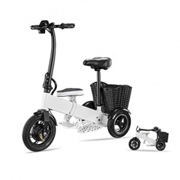 LINGZE Bike LINGZE Electric Bike Foldable with 12 inch Pneumatic Tyres Battery 36V 7.5Ah, Max Speed 20mph, Mileage 10miles, Motor 250W, Seat Adjustable, White