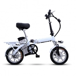 LIU Bike Liu Adult Electric Bike Folding Pedals 250W Portable 14 Inch Electric Bicycle Removable Battery Disc Brakes Electric Bike (Color : White, Size : 25ah battery)