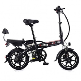 LIU Electric Bike LIU Double People Electric Folding Bike, Lightweight and Aluminum Folding Bicycle with Pedals, Power Assist and 12Ah Lithium Ion Battery; Electric Bike with 14 inch Wheels and 350W Motor, Black