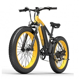 LIU Electric Bike Liu Electric Bike for Adults 25 Mph 26“ Fat Tire 1000W 48V 13Ah Battery Electric Bicycle Snow Mountain Ebike (Color : Yellow)
