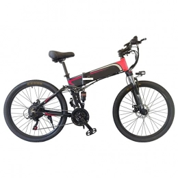 LIU Electric Bike Liu Electric Bike for Adults, Folding Electric Mountain Bike 26" Adults Ebike with 500W Motor& Removable 48V 10Ah Battery, 25MPH Electric Bicycle (Color : Red)