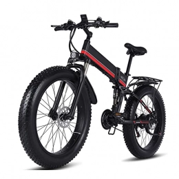 LIU Bike Liu Waterproof Mountain Electric Bike 1000W Foldable Snow E Bike 26 Inch Tires, 20MPH Adults Ebike with Removable 12.8Ah Battery (Color : Red)