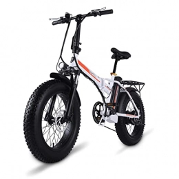 LIUD Electric Bike LIUD Fat Tire Fold Electric Bike 20 Inch Electric Bikes for Adults Electric Bike 500w Electric Bicycle 48v Lithium Battery Folding Mens Ebike (Color : White)