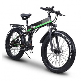 LIUD Electric Bike LIUD Mountain Electric Bike 1000W Foldable Snow E Bike 26 Inch Tires, 20MPH Adults Ebike with Removable 12.8Ah Battery (Color : Green)