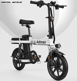 LIXUE Electric Bike LIXUE 14" Electric Bike, Electric Bicycle with 350W Motor, 48V 20Ah Battery, Change Speed bike, Outdoor Urban Road Bikes, White