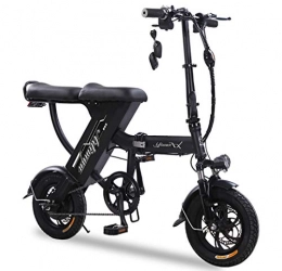 LIXUE Bike LIXUE Folding Electric Bike Carbon alloy 12 inch Fold E-Bike, Urban Commuter, Max Speed 25km / h, Rechargeable Dual Disc Brakes, Black