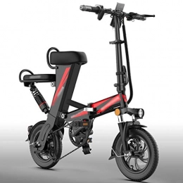LJMG Electric Bike LJMG Electric bikes Electric Folding Bike For Adults, Foldable Bicycle Front And Rear Double Disc Brake, Power Assist, E-bike With 12 Inch Wheels And 350W Motor (Color : Black, Size : 16ah)