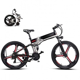 LJYY Electric Bike LJYY Folding Electric Mountain Bike for Adults, 26Inch Unisex E-bike 48V 350W 21 Speed Ebike Removable Lithium Battery Travel Assisted Electric Bike Fat Tire Fold up Snow Bike MAX 40KM / H