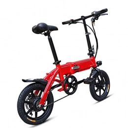LKLKLK Bike LKLKLKLK Mini Electric Bicycle with Removable Lithium Battery With Mechanical Disc Brake Level 3 Speed Controller LED Headlight (Foldable), Red