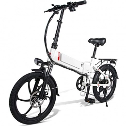 LLC-POWER Electric Bike LLC-POWER 20In Folding Aluminum Alloy Electric Bikes, 350W Motor And Removable 48V 10.4AH Lithium Battery, 7 Speed Derailleur, Handle LCD Meter, Mechanical Disc Brake, White