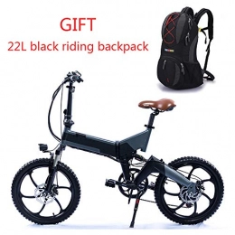LMJ-XC Electric Mountain Bike, 20 Inch Folding E-bike,Premium Full Suspension and 21 Speed Gear 36V waterproof Removable Lithium Battery,Gray