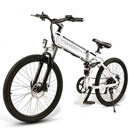 LOKE Electric Bike 26" Electric Foldable Bike Folding Ebike With Lithium-Ion Battery,White
