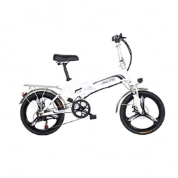 LOMJK Bike LOMJK Adult Folding Electric Bicycle, Men's Mountain Bike, 20-inch Electric Bicycle / Commuter Electric Bicycle With 350W Motor, 48V Adult Moped Electric Bicycle (Color : White)