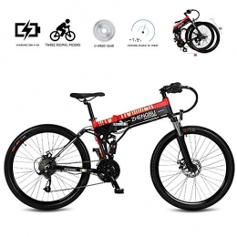 LOO LA Bike LOO LA E-bike Bike Mountain Bike Electric Bike 26" Foldable with 27-speed Transmission System, 240w 48v 10ah lithium-ion battery, City Bike Lightweight, Red, Spoke wheel