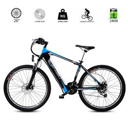 LOO LA Electric Bike LOO LA E-bike Mountain Electric Bike with 27 speed Transmission System, 240w 48v 10ah lithium-ion battery, 26" inch, 3 riding modes front and rear disc brakes, Blue