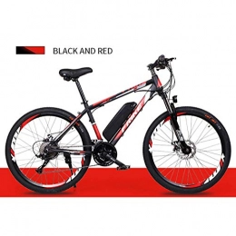 LOO LA Bike LOO LA Electric mountain bike for Adult, 26-inch hybrid bicycle, 36v 8ah 250w Removable Lithium-Ion Battery, 27 speed Front and rear dual disc brakes, Black red