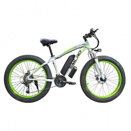 LOSA Lithium Battery Mountain Electric Bike Bicycle 26 Inch 48V 15AH 350W 21 Speed Gear Three Working Modes,white green