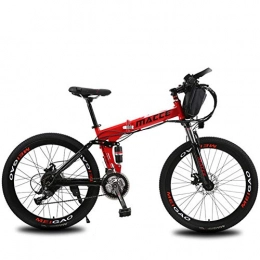 LOVE-HOME Electric Bike LOVE-HOME 26Inch Electric Bikes Folding Mountain Bike, 36V / 8Ah Adult E-Bike with Removable Lithium-Ion Battery, 3 Cycling Riding Modes 2 Battery Modes, Red, Bag battery
