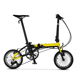 LPsweet Electric Bike LPsweet Folding Bike, Adult Two-Wheel Mini Cycling 14 Inch Ultra Light Small Wheel Shift Non-Slip Explosion Proof Convenient And Fast Commuting, Yellow
