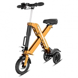 LPsweet Electric Bike LPsweet Folding Electric Bike, Adult Mini Folding Electric Car Bike Aluminum Alloy Frame Lithium Battery Bike Outdoors Adventure for Adult, Yellow