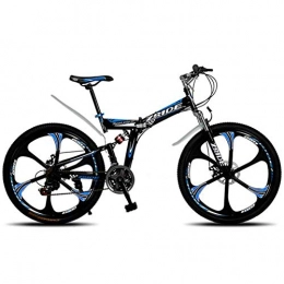 lquide Bike LQUIDE Foldable Mountain Bike 26 Inch 21 24 27 30 Variable Speed 6-Spoke Wheel Bicycle Rear Suspension Shock Absorbers