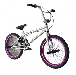 lquide Electric Bike LQUIDE Mountain Bike Trials Extreme Sport Disc Brakes 20 Inches Outdoor Sport Silver Frame Purple Rims