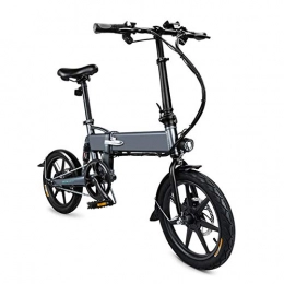 LSAMX Electric Bike LSAMX Ebike, Folding Electric Bike for Adults, 7.8ah 250w 36v 16 Inch Bicycle, with Led Headlights, 3-speed Assist Shifting, 6-speed Gearing, 25km / h, Great for Commuting to Work, Gray