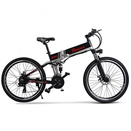 LSXX Electric Bike LSXX Electric fat bike 26inches Folding mountain bicycle 21-speed Shimano transmission 500w motor with 48V 12Ah Lithium Battery, Black