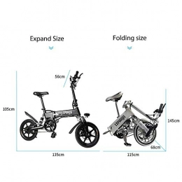 Lunzi Electric Bike Lunzi Outdoor 14 inch Electric Adult Bicycle Folding Grip Performance Impact Resistance is Not Easy to Deform / Cruising Range 20-40 Km / 250W 36V, Bearing 120Kg (265 Lbs)