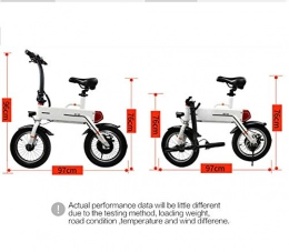 Lunzi Electric Bike Lunzi Outdoor 14 inch Electric Bicycle - Foldable Waterproof Battery Life 20Km Power 240W Voltage 36V - White