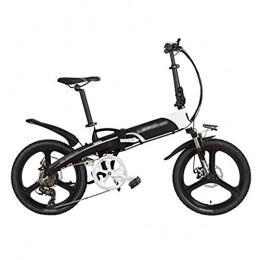 LUO Electric Bike LUO Electric Bike 20 Inches Folding Pedal Assist Electric Bike, 48V 10Ah Lithium Battery, Aluminum Alloy Frame, Integrated Wheel, 5 Grade Assist, Black White