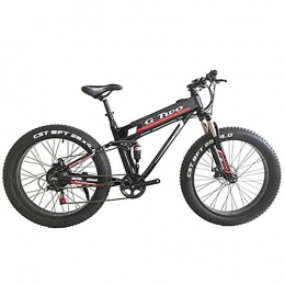 LUO Electric Bike LUO Electric Bike 26"*4.0 Fat Tire Electric Mountain Bicycle, 350W / 500W Motor, 7 Speed Snow Bike, Front &Amp; Rear Suspension, Black
