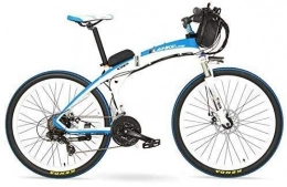 LUO Bike LUO Electric Bike 26 Inches Fashion Pedal Assist Electric Quick-Folding Mountain Bike, 48V 12Ah Battery, 240W Motor, Both Disc Brake, 30~40Km / H, White Blue