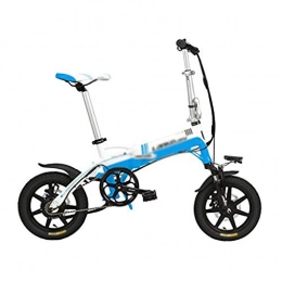 LUO Electric Bike LUO Electric Bike Elite 14 Inches Folding Pedal Assist Electric Bike, 36V 8.7Ah Hidden Lithium Battery, Aluminum Alloy Frame, 5 Grade Pedal Assist, Integrated Wheel, Pedelec, White Blue