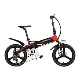 LUO Bike LUO Electric Bike Elite 20 Inches Folding Pedal Assist Electric Bike, 48V 10Ah Lithium Battery, Aluminum Alloy Frame, Integrated Wheel, 5 Grade Assist, Black Red
