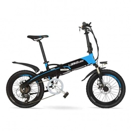 LUO Electric Bike LUO Electric Mountain Bike 48V10Ah High Power Hidden Battery 500W 20" Pedal Assist Folding Electric Mountain Bike, Aluminum Alloy Frame, Suspension Fork, Black Blue