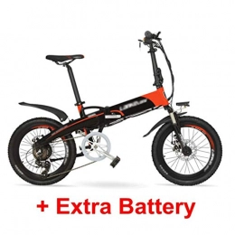 LUO Bike LUO Electric Mountain Bike 48V10Ah High Power Hidden Battery 500W 20" Pedal Assist Folding Electric Mountain Bike, Aluminum Alloy Frame, Suspension Fork, Black Red Plus Battery