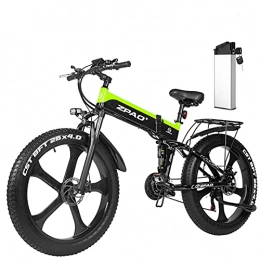 Luomei Electric Bike LuoMei Foldable fat tire electric bicycle, adult electric bicycle fully suspended, electronic lock, foldable electric commuter bicycle, removable lithium-ion battery electric bicycle, Green
