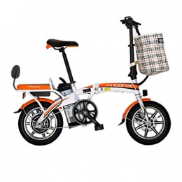 Luyuan Electric Bike Luyuan Electric Bicycle Lithium Battery Folding Electric Bicycle Adult Bicycle Battery Car Small Electric Car, Power Life 50km (Color : Orange, Size : 123 * 30 * 93cm)