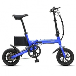 Luyuan Electric Bike Luyuan Folding Electric Bicycle 12 Inch Smart Aluminum Alloy Battery Car Small Lithium Battery Bicycle, Pure Electric Battery Life 35-40km (Color : BLUE, Size : 126 * 55 * 92CM)