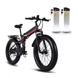 LWL Electric Bike LWL 1000W Electric Bike 48V Motor for Men Folding Ebike Aluminum Alloy Fat Tire ​MTB Snow Electric Bicycle (Color : Red-2 Battery)