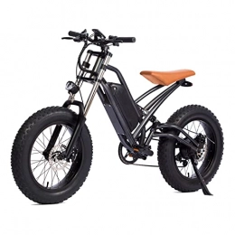 LWL Electric Bike LWL Electric Bikes for Adults 750W Electric Bike for Adults 20 inch Fat Tire Electric Bicycle 48V 13Ah Lithium Battery Double Shock Beach Snow E-Bike (Color : Black, Gears : 7 Speed)