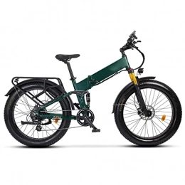 LWL Electric Bike LWL Electric Bikes for Adults 750W Folding Electric Bikes for Adults 26 Inch Fat Tire Electric Mountain Bike 25 Mph with Removable 48V 14Ah Lithium 8 speed Ebike (Color : Matte Green)