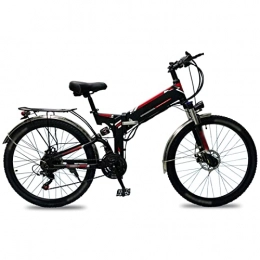 LWL Electric Bike LWL Mountain Snow Beach Electric Bicycle for Adult 500W Electric Bike 26 inch Tire Ebikes Foldable 18 mph high speed 48V Lithium Battery E-Bike (Color : Black red)