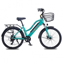 LWL Bike LWL Women Mountain Electric Bike with Basket 36V 350W 26 Inch Electric Bicycle Aluminum Alloy Electric Bike (Color : Green, Number of speeds : 7)