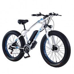 LYRWISHLY Electric Bike LYRWISHLY 26 Inch Fat Tire Electric Bike 48V 1000W Motor Snow Electric Bicycle With 21 Speed Mountain Electric Bicycle Pedal Assist Lithium Battery Hydraulic Disc Brake (Color : White, Size : 36V8AH)